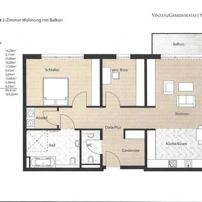 3-Raum-Wohnung mit Balkon